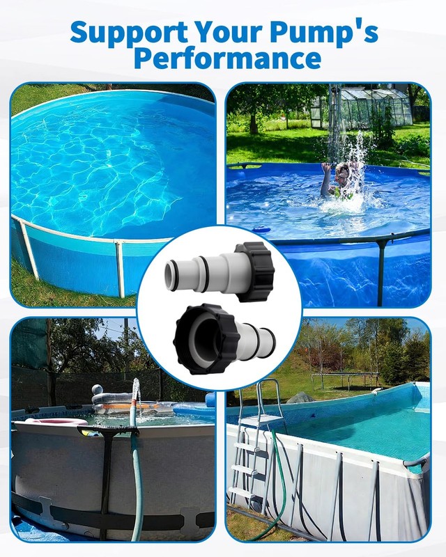 2 Pack Pool Hose Adapter A with Collar for Intex, Converts 1.5 2*4.28, Gray gallery