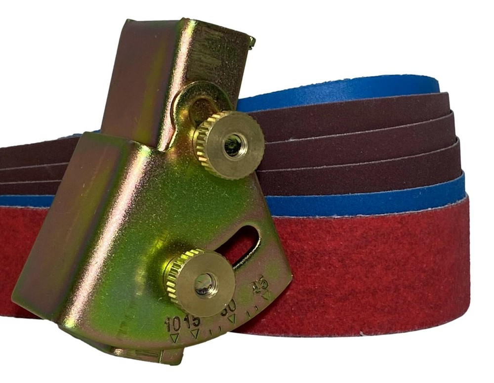 1" x 30" Knife Sharpening Angle Guide with Assorted 6 Pack Grit Belts