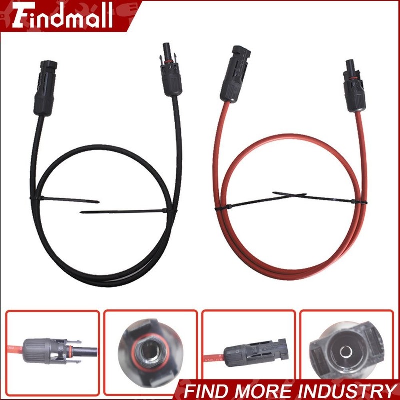 Findmall 1 Pair 15FT Durable Solar Panel Extension Cable Wire Connector 12AWG gallery