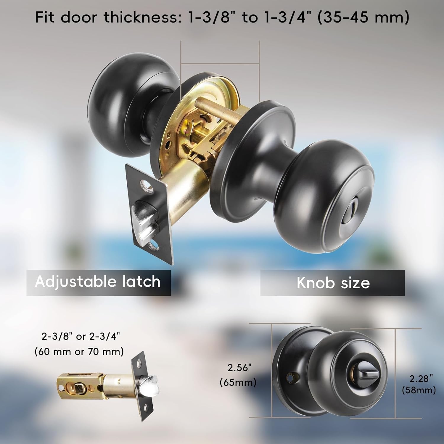 8 Pack Black Door Knobs Interior Keyless, Door Knobs for Bathroom & Bedroom gallery