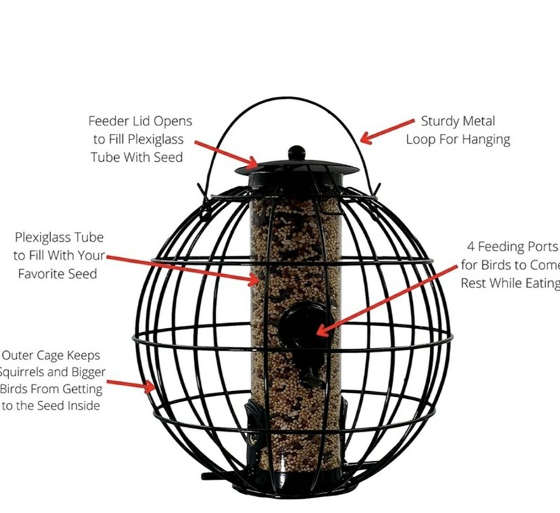 PETITE ORB SQUIRREL RESISTANT CAGED BIRD SEED FEEDER BE160 BACKYARD ESSENTIALS gallery
