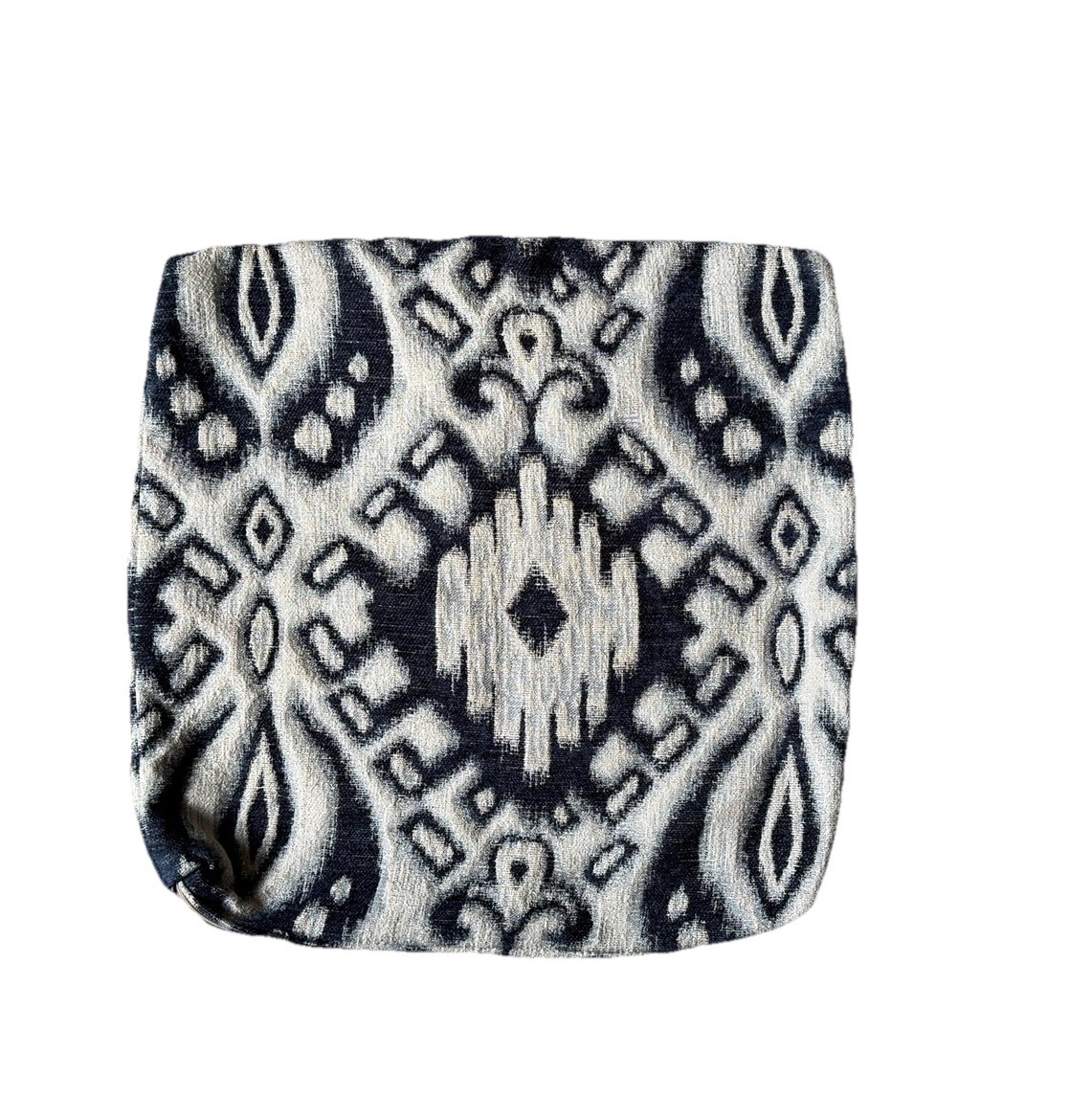 2 Luxury Ikat Tapestry Pillow Covers Zip Pillowcases Navy Blue Beige Gray Custom gallery