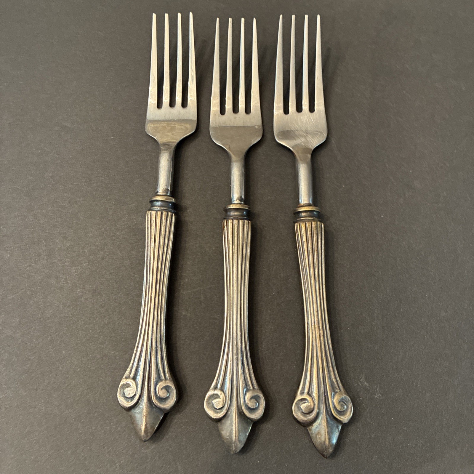 TOWLE PEWTER KNIGHT Stainless Flatware Salad Forks Set Of 3 Stunning 🍽️ gallery