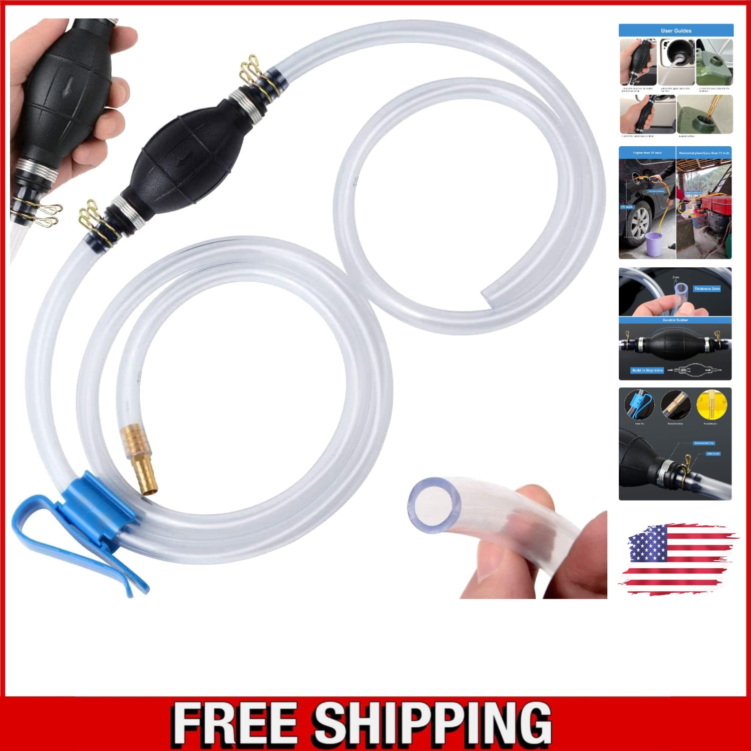 Multi-Use Manual Siphon Pump with Hose Clips for Safe Liquid Transfer – 1 Count gallery
