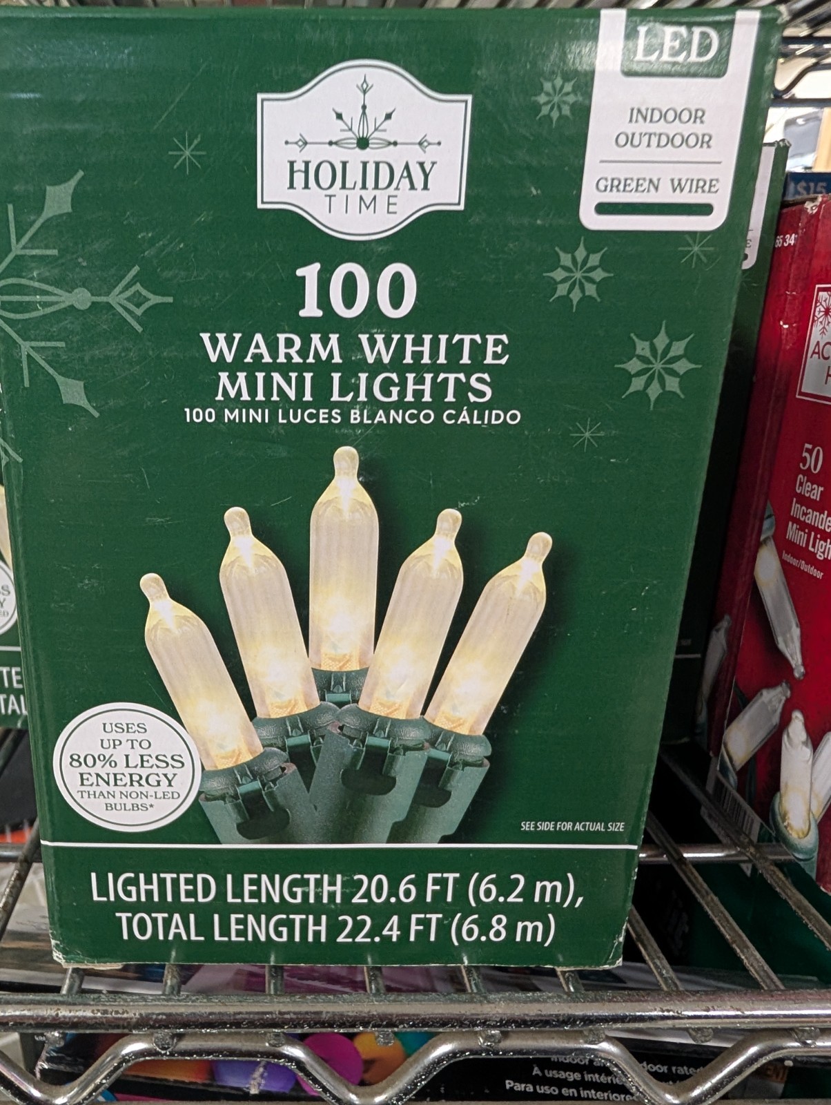 Holiday Time - 100 Warm White Mini LED Lights Green Wire Qty 2 gallery