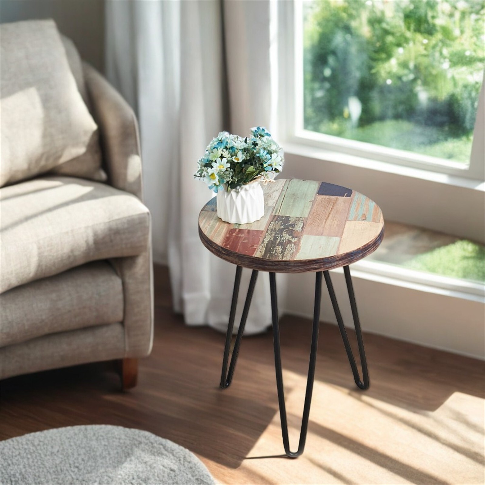 Greenage Side Table Solid Reclaimed Wood for Small Spaces Coffee Sofa End Table gallery