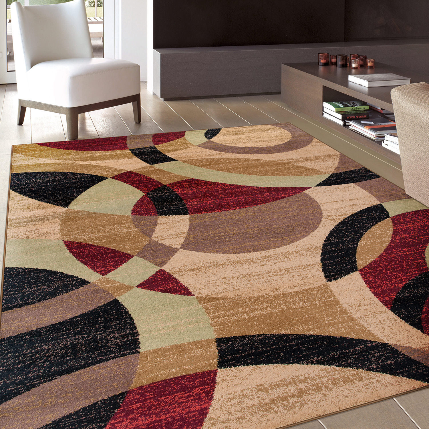 Rugshop Area Rug Modern Geometric Circles Carpet for Living Room Bedroom Rugs gallery
