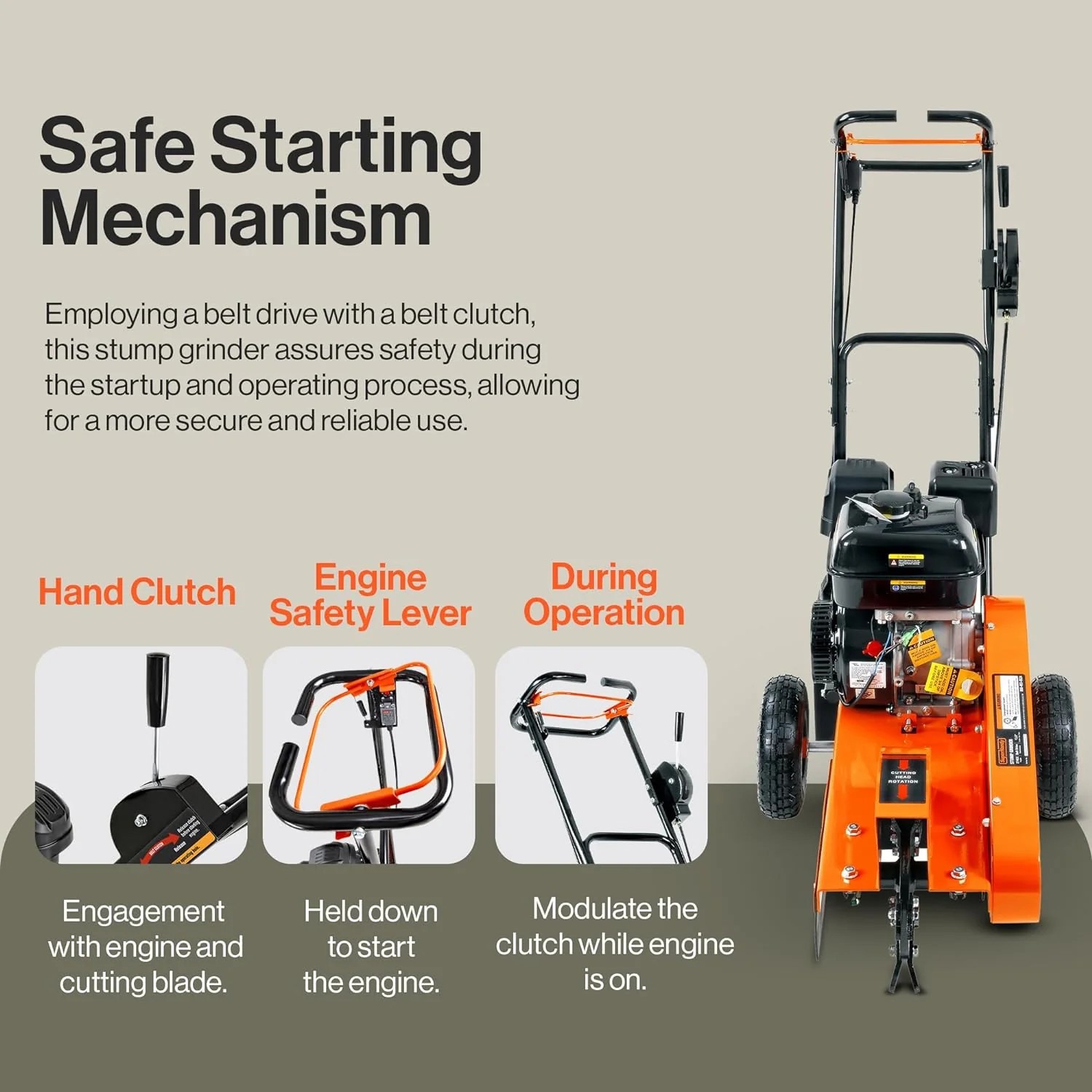 SuperHandy Compact Gas-Powered Stump Grinder - 9HP Motor, 12" Efficiency Cut, gallery