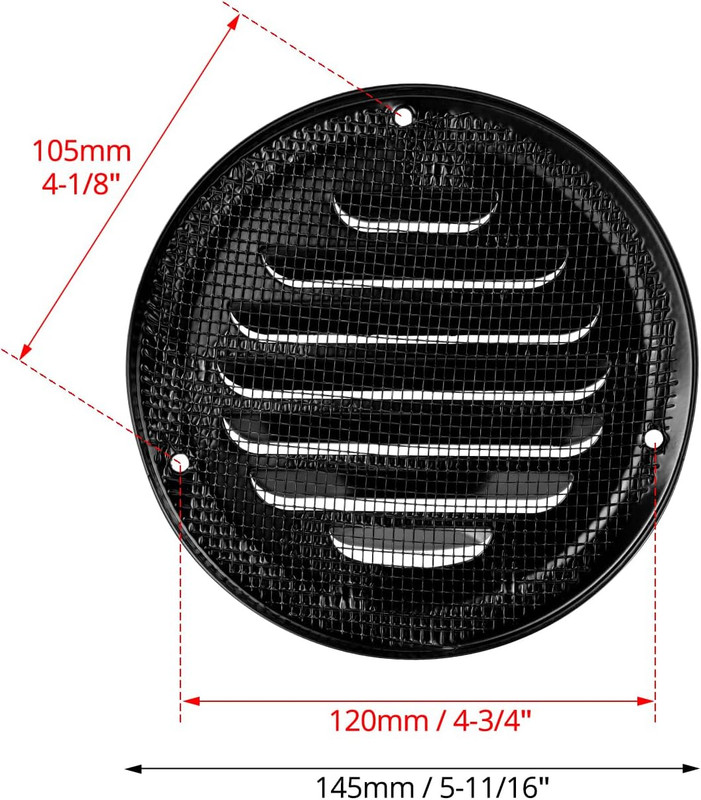 4" Black Soffit Vent Cover with Screen Mesh, 10 Pack round Metal Air Vent Louver gallery