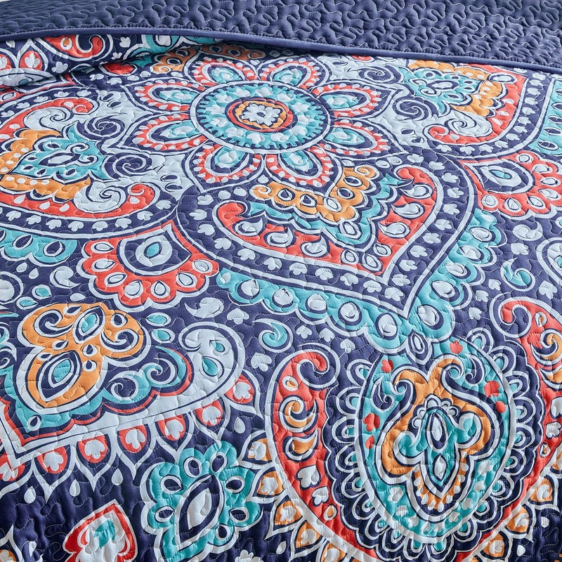 Boho Quilt Set King Size - Reversible Summer Bohemian Quilt Bedding Set, 3 Pi... gallery