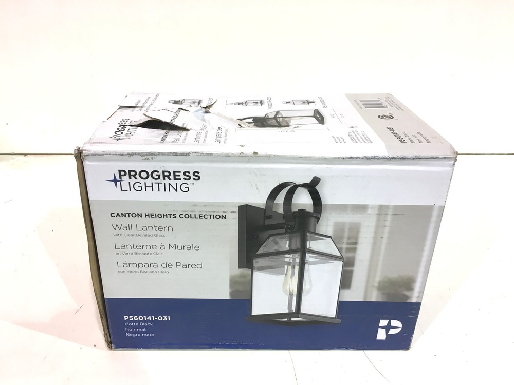 Progress Lighting Canton Heights 1Light 12.75" Matte Black Outdoor Wall Lantern