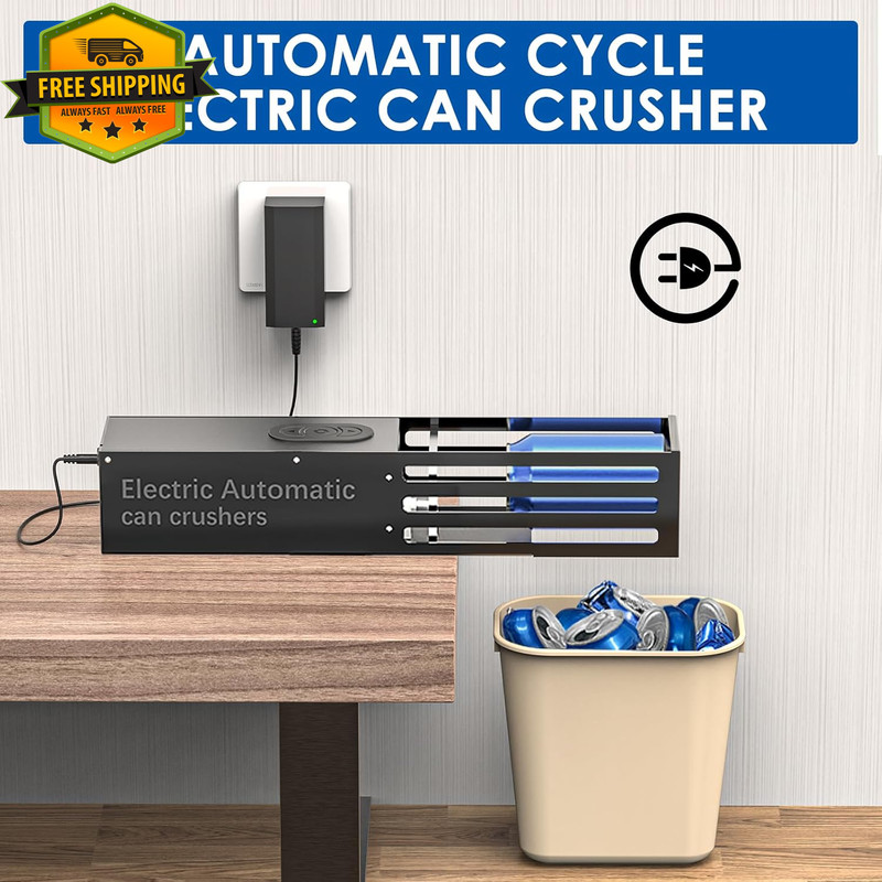 Automatic Can Crusher Electric Wall Mounted 8oz 12oz 16oz Recycling Tool gallery