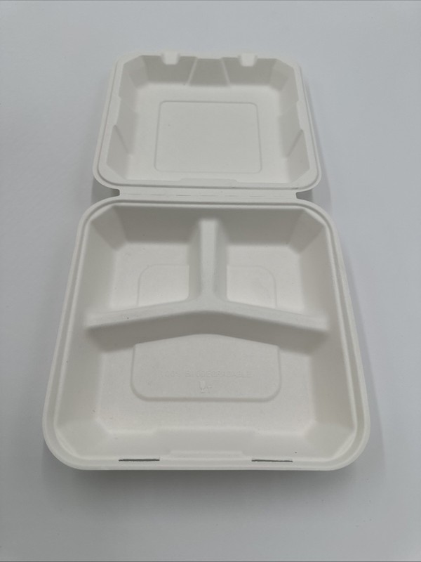 200 Count 9" x 9" x 3" Clamshell Take Out Food Containers, 100% Biodegradable gallery
