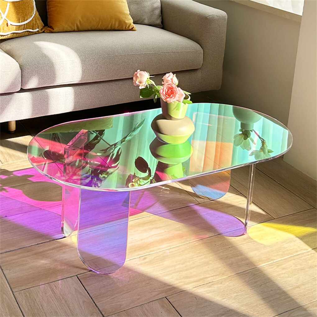 Gorgeous Iridescent Acrylic Side Table Cool Rainbow Coffee Table Home Art Decor gallery