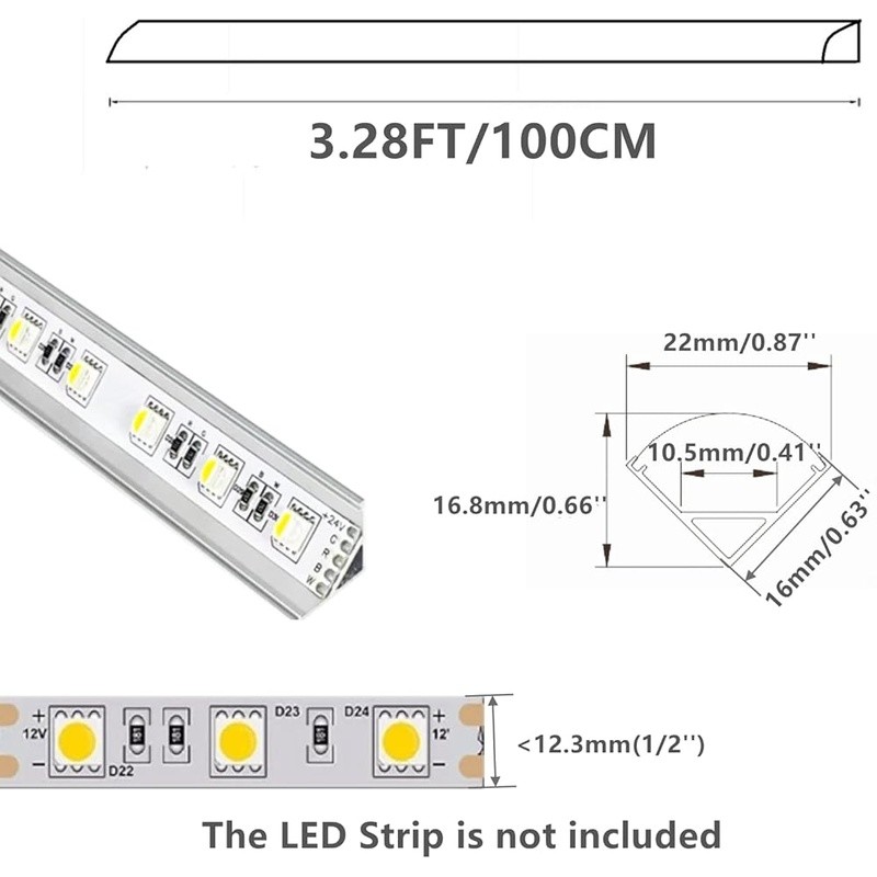 V Shape LED Strip Channel Diffuser 20 Pack UV Resistant Aluminum Profile New gallery