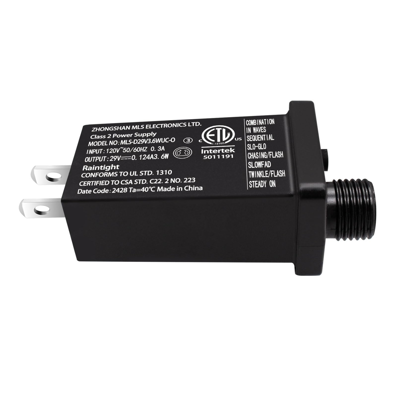 29V 3.6W LED Transformer, Class 2, 8 Modes, Memory, IP44, String Light gallery
