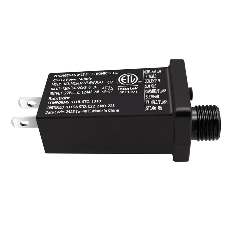 29V 3.6W LED Transformer, Class 2, 8 Modes, Memory, IP44, String Light gallery