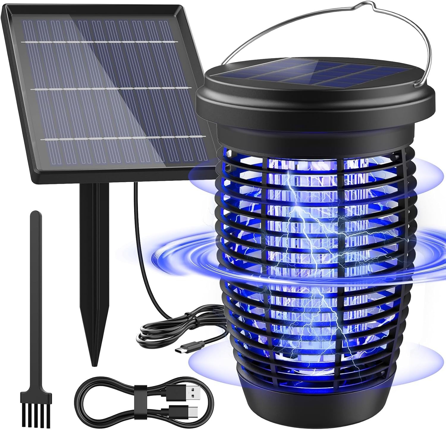 NEW 4500V Solar Bug Zapper Outdoor Fly Mosquito Killer Lamp Waterproof Electric gallery