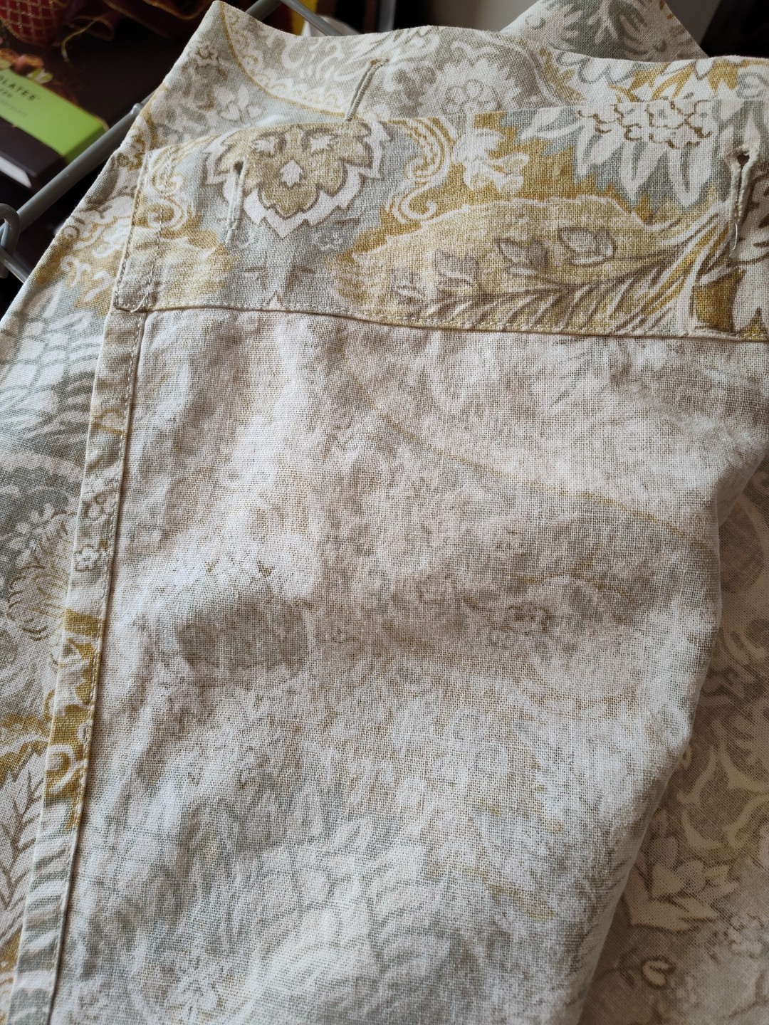 Pottery Barn Celeste Yellow Gold Gray Shower Curtain Linen Cotton Blend 70"L EUC gallery