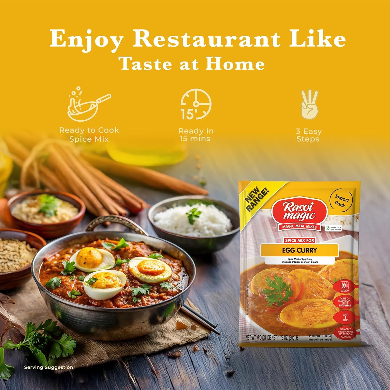 Rasoi Magic Spice Mix for Egg Curry Masala 50g (Pack of 3) Ready in 15 Min gallery