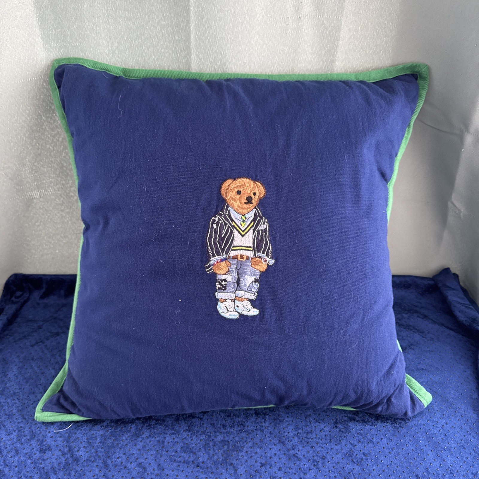 Polo Home Ralph Lauren Navy With Embroidered Bear 19”x19” gallery