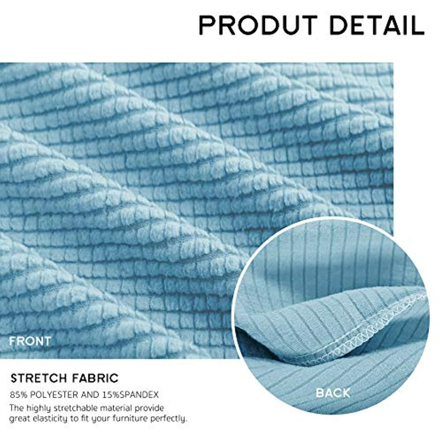 Hokway Stretch Couch Cushion Reversible Cushion Slipcovers, Smoky Blue, Small) gallery