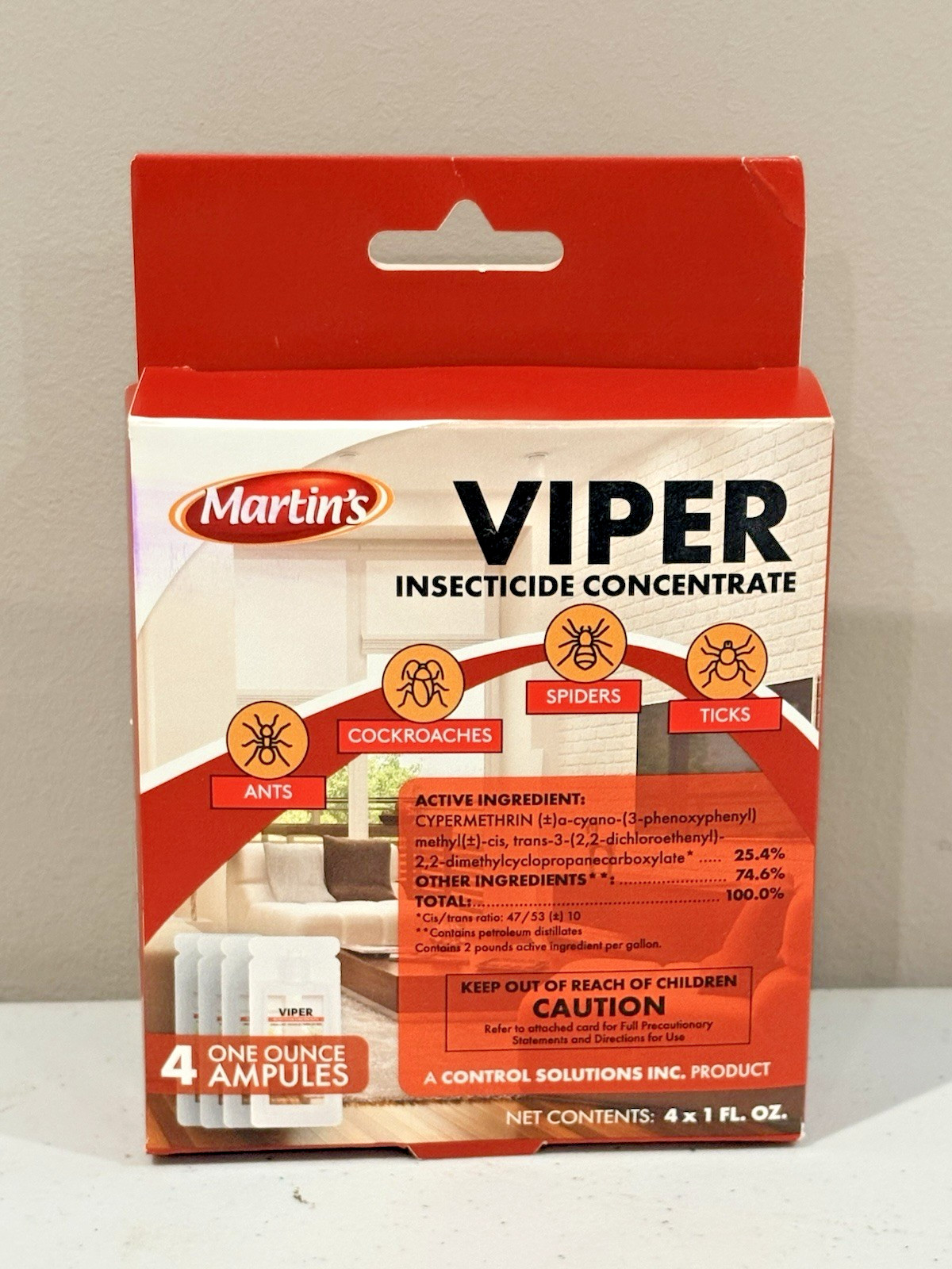 Martin’s Viper Insecticide Concentrate 25.4% - 4 Packets Roach Ants Spider Tick+ gallery