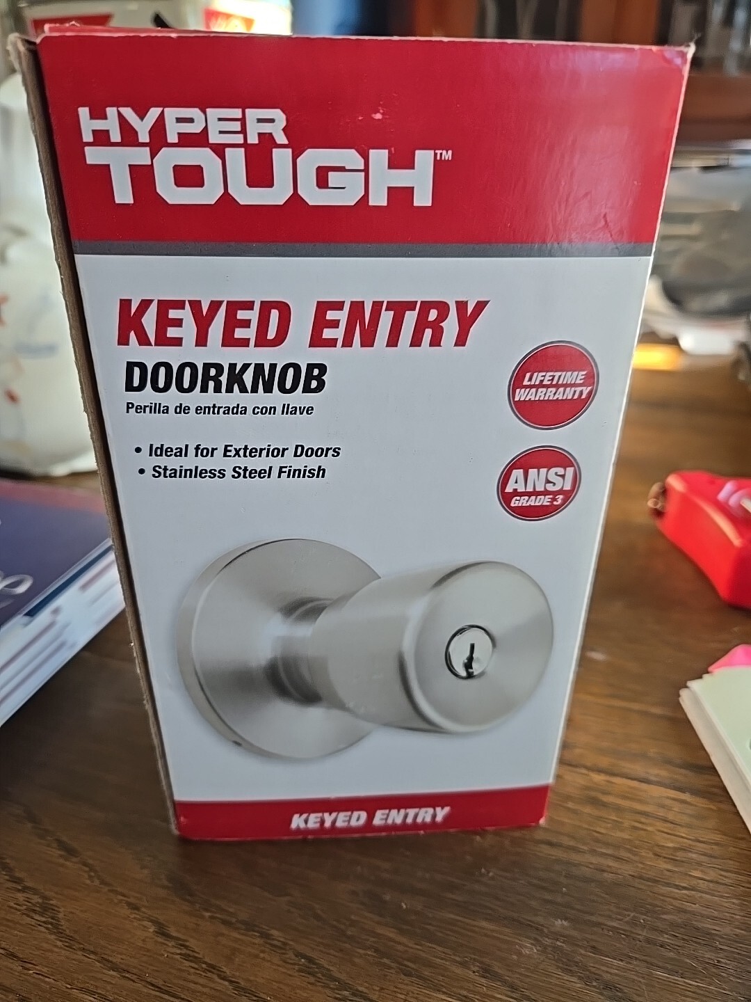 Hyper Tough Keyed Entry Doorknob Stainless Steel Finish ANSI Grade 3 Brand New! gallery