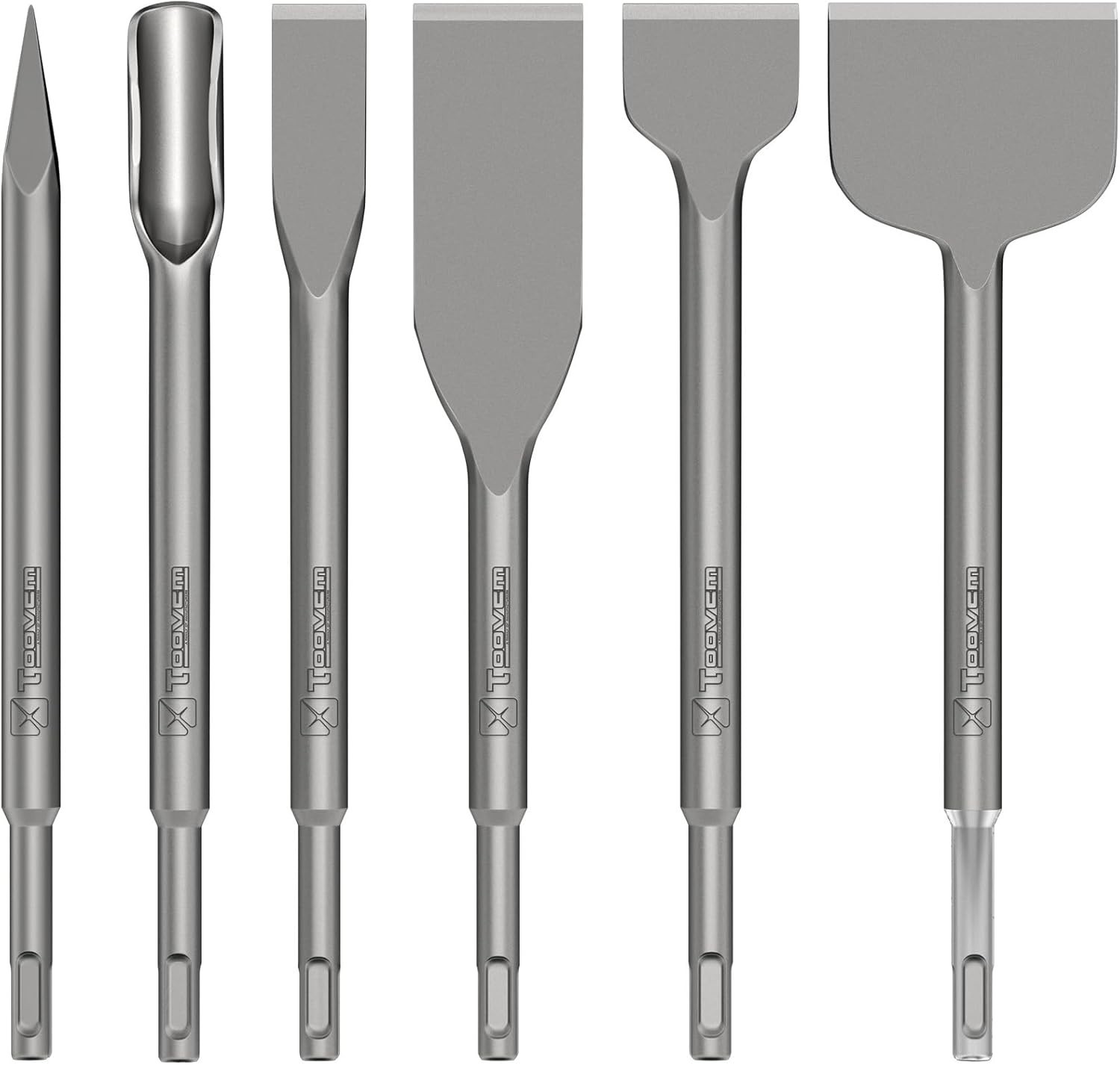 TOOVEM 6pcs SDS Plus Chisel Kit for Rotary Hammer for Tile & Mortar Demolition gallery