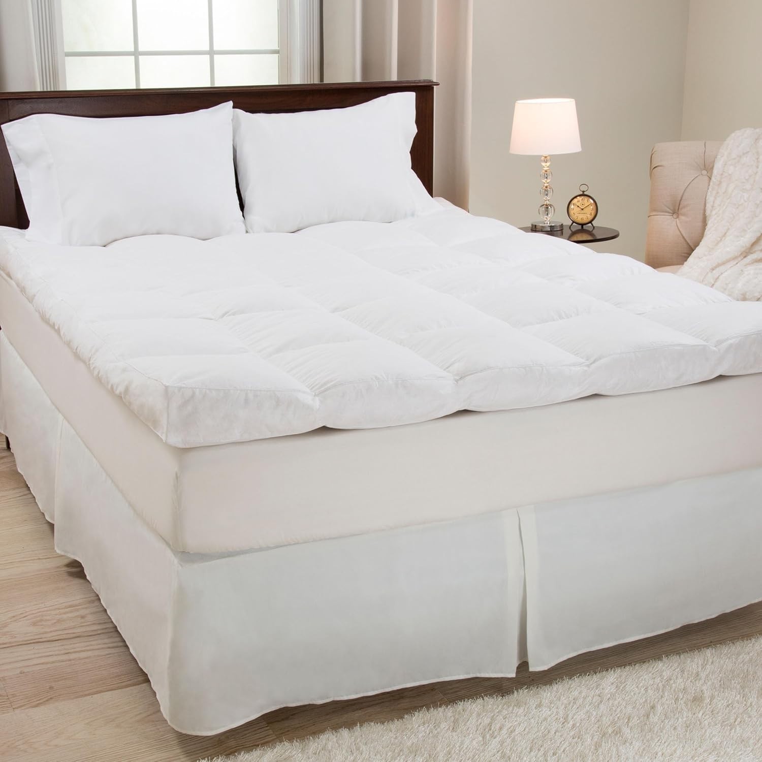 2 Inch Goose White Feather Bed Extra Thick Mattress Topper Pillowtop Cotton gallery