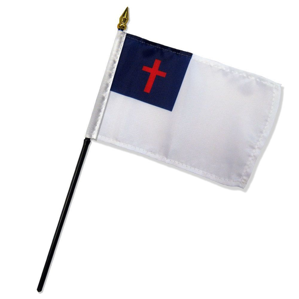 1 Dozen Christian Stick Flags 4x6in Handheld Religious Flag 100D (12 PACK) gallery