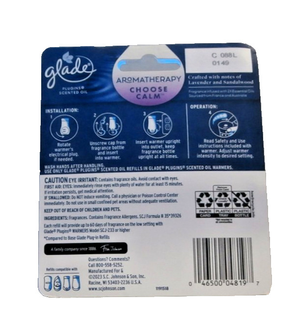 Glade Aromatherapy Choose Calm Plug Ins Air Freshener Refills 2 TWIN PACK gallery