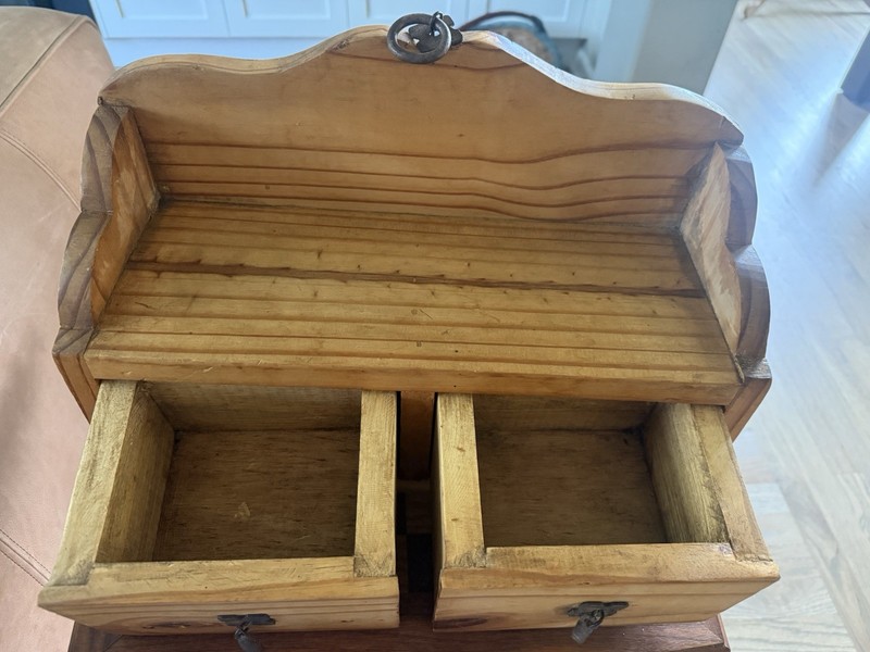 Vintage Handmade Solid Pine Wood Rustic Farmhouse Storage Cabinet 2 Drawers gallery