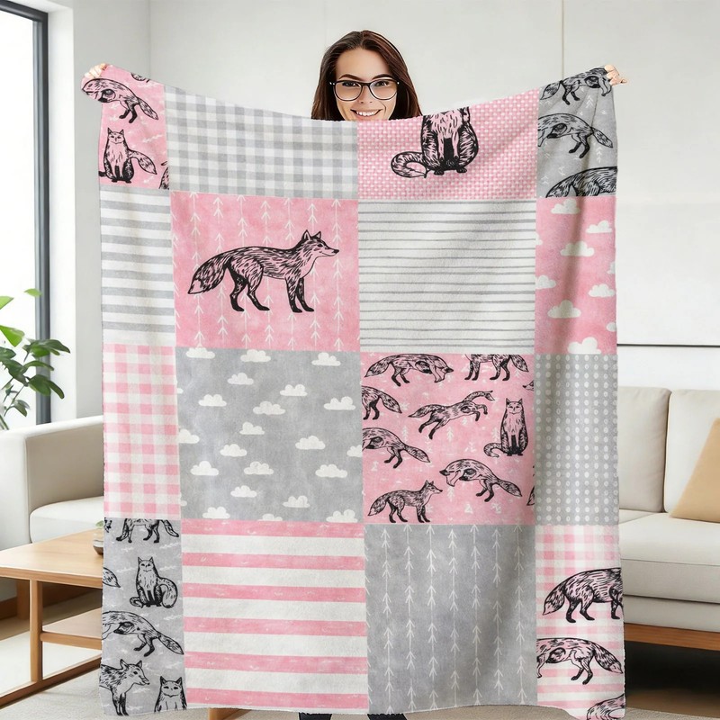 Fox and Cloud Flannel Blanket Soft Cozy Tapestry Napping Travel Use gallery