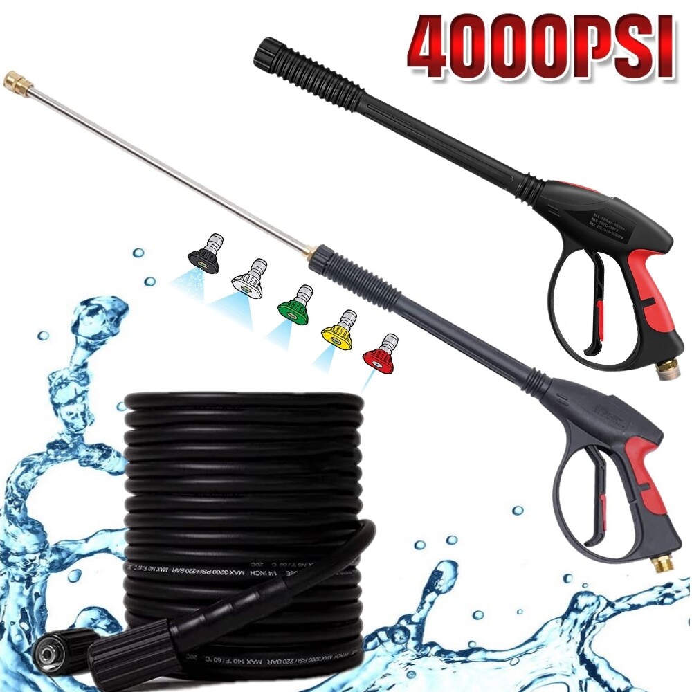4000PSI High Pressure Power Washer Spray Gun Wand Lance Nozzle Tips Hose Kit M22 gallery