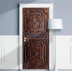 Bronze Patterned Entrance Door Mural | Glossy Laminated | Seamless 1-Piece Wrap
