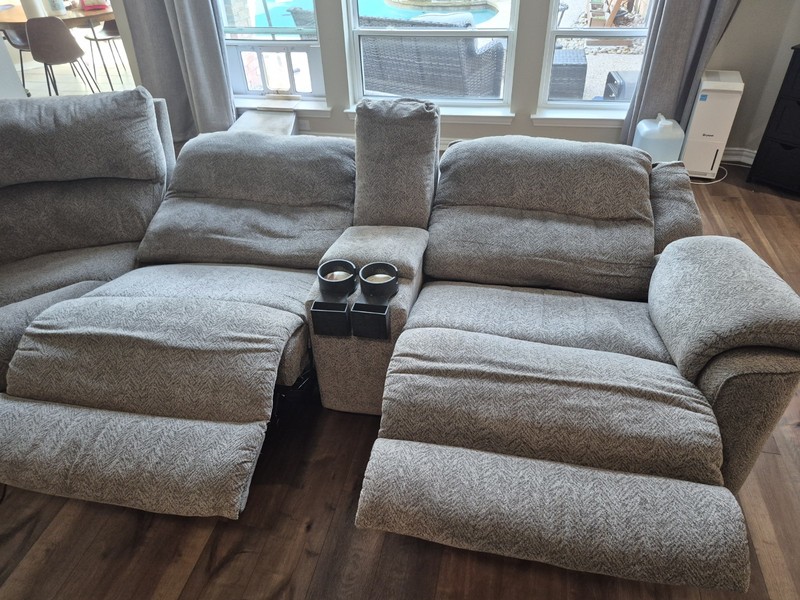 Gray Fabric Reclining Sectional Sofa Couch with Cup Holders, Solid Pattern gallery