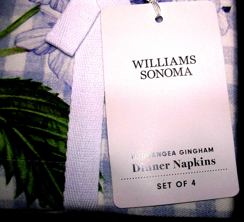 WILLIAMS SONOMA HYDRANGEA GINGHAM NAPKINS 100% COTTON TWILL SET OF 4 FOUR NWTAG gallery