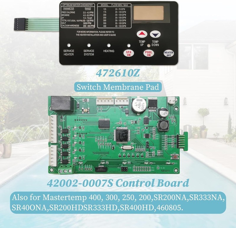 ☀For Pentair Master Temp 400 42002-0007S Control Board Kit w/ 472610Z Switch Pad gallery