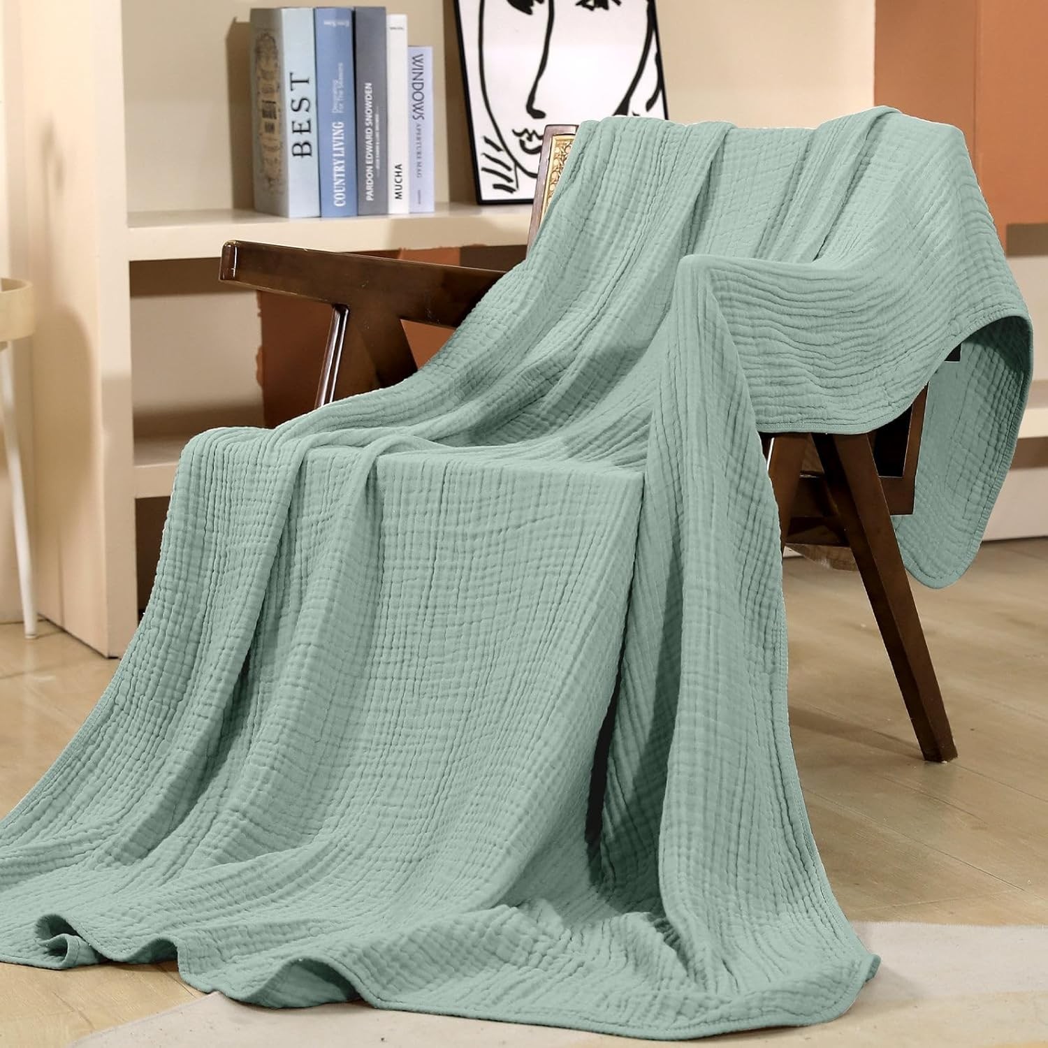 Muslin Blanket 100% Organic Cotton Large Twin Size 60" X 80" for Bed Couch Summe gallery