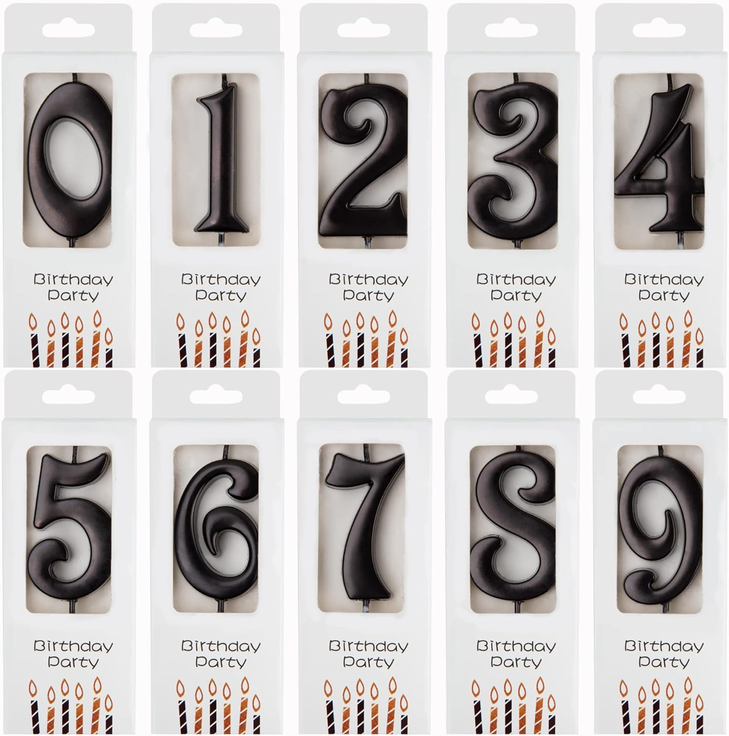 PHD CAKE 10-Count 0-9 Black Number Birthday Candles, Number One Birthday, Black gallery