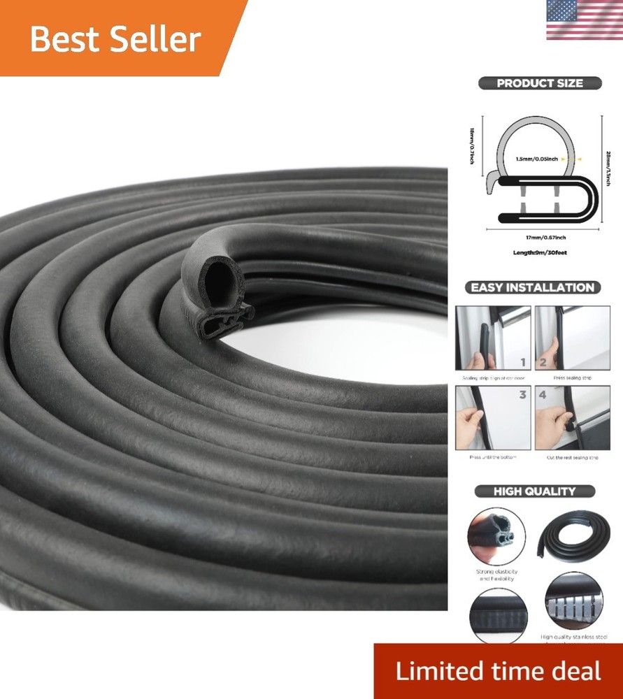High-Quality Rubber Weather Stripping Trim Seal - 30FT for Vehicle & Home Use