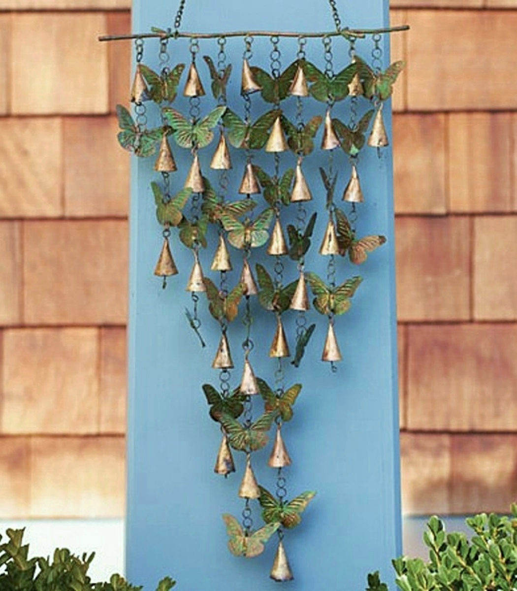 Butterfly Shimmering Bells Wind Chime Butterflies Handcrafted Garden Wall Art gallery