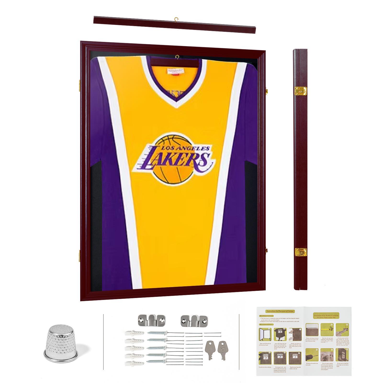 Football Jersey Display Frame Case Lockable Large Sport Shadow Box UV Protection gallery