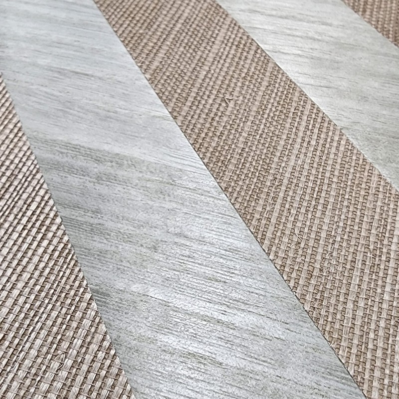 TR4282 York Ronald Redding striped olive green brown Grass cloth wood veneer 3D gallery