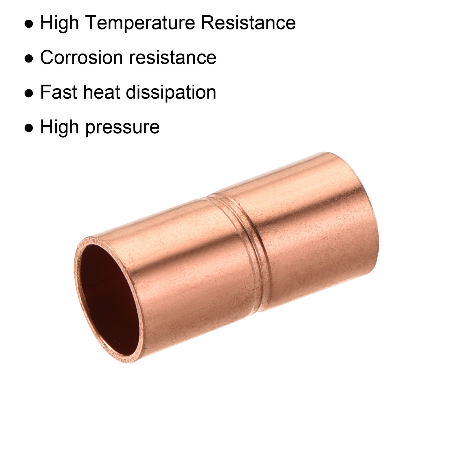 5pcs 1/4"ID Welding Joint Copper Coupling Fittings w Rolled Tube Stop Sweat Ends gallery