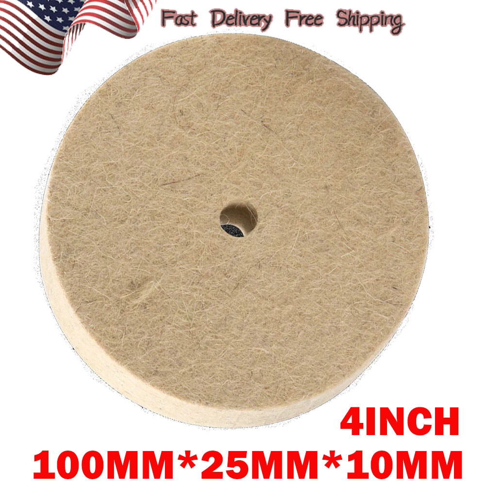 4 Inch Wool Felt Polishing Wheel Buffing Pad Metal Burnishing Disc 3/8" Arbor gallery