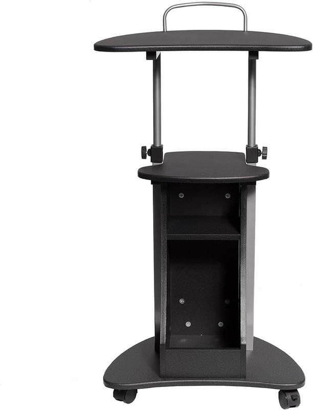 Adjustable Sit to Stand Rolling Laptop Cart Desk w/ Storage Mobile Workstation gallery