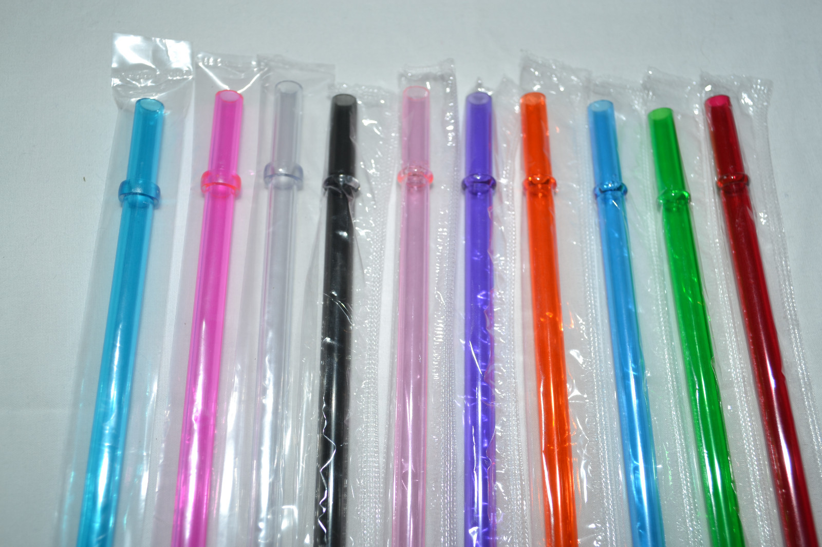 Reusable Straws Clear Solid Colors Plastic Acrylic 9” with Rings BPA Free Sealed gallery