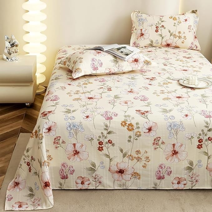 King Size Bedsheet | Cloud Cotton Flatsheet King Size with Two Pillow Covers| gallery